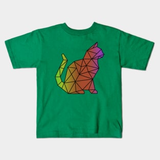 Rainbow Geometric Cat Kids T-Shirt